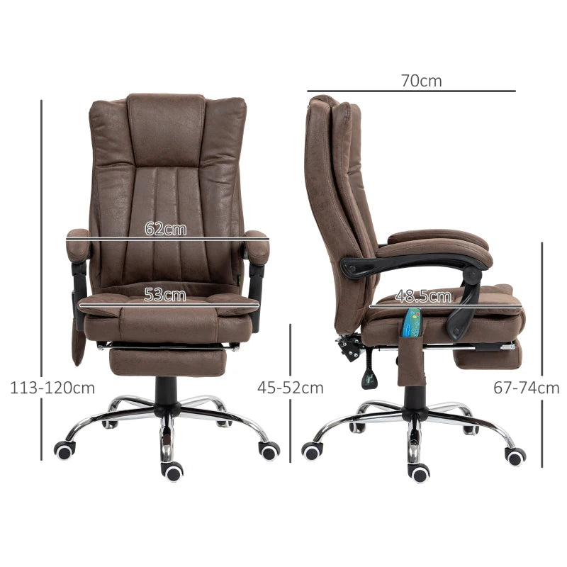 Vinsetto Vibrating Massage Office Chair with Heat & Adjustable Footrest - Ergonomic Dark Brown Desk Chair for Comfort