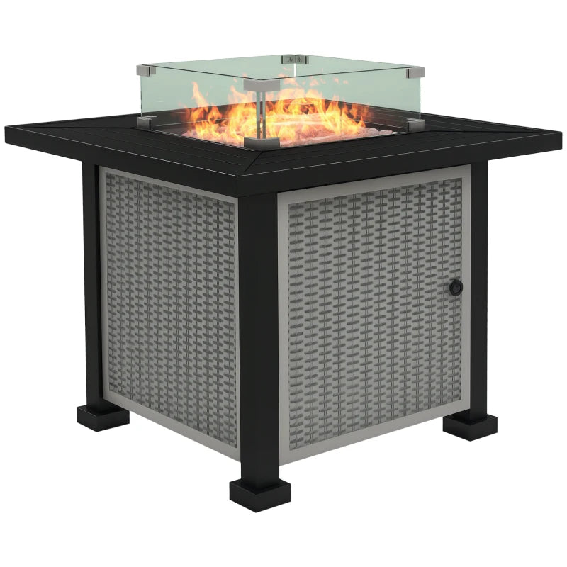 81x81cm 50,000 BTU Grey Gas Fire Pit Table - Outdoor Heating & Stylish Patio Decor