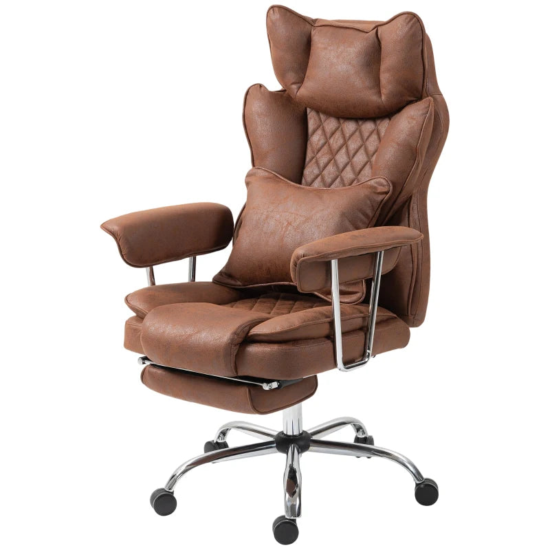 Leathaire Dark Brown Reclining Office Chair with Lumbar Support Pillow - Ergonomic Comfort for Home & Office