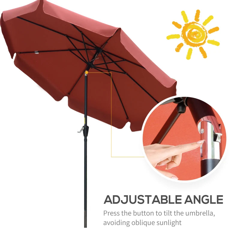 Wine Red 2.7m Patio Garden Umbrella with Tilt and Crank