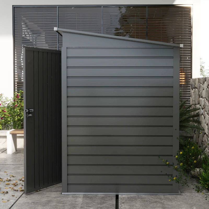 Durable 4x6ft Galvanized Metal Garden Shed with Lock