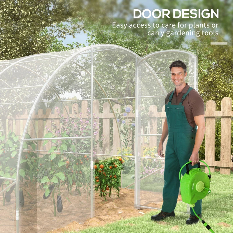 Green Walk-in Polytunnel Greenhouse, 4x3m, PE Cover, Steel Frame