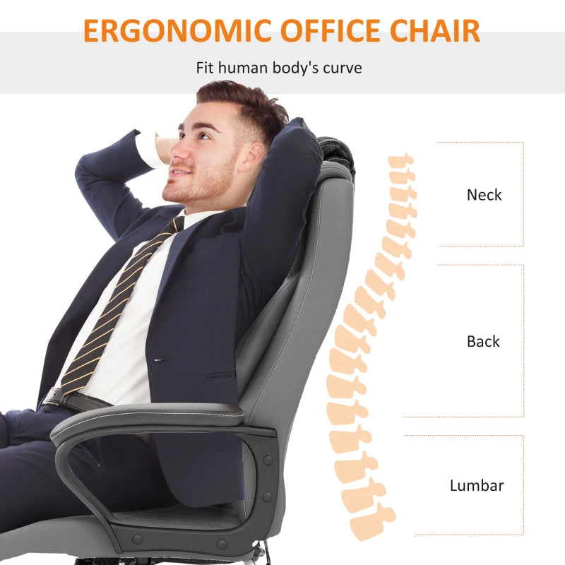 Vinsetto Grey Office Chair with 6-Point Massage & Back Heat, Ergonomic PU Desk Chair with Padded Seat & Tilt Function