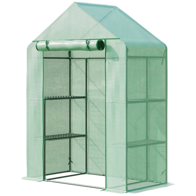 Portable Green Gardening Plant Grow House with 2 Tier Shelf, Greenhouse 141x72x191cm