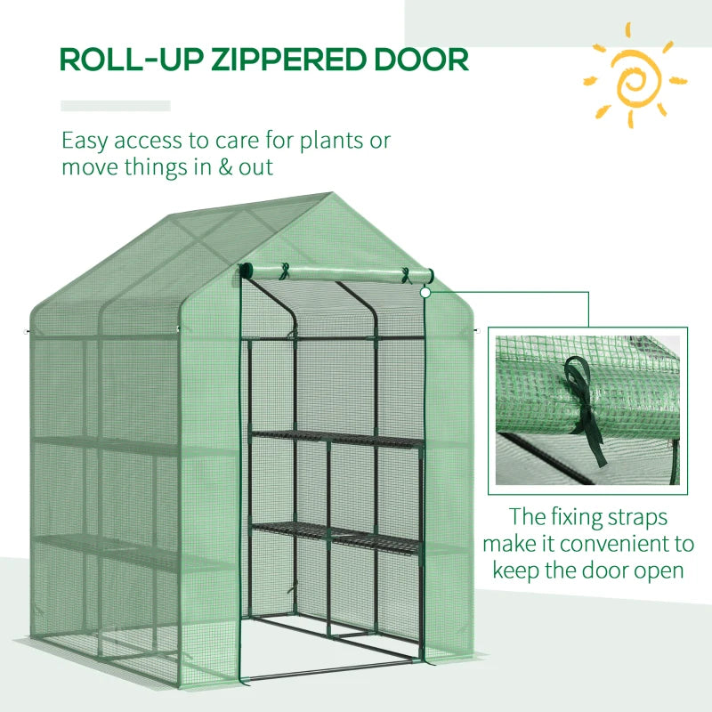 Green Garden Polytunnel with Shelves - 143x138x190cm