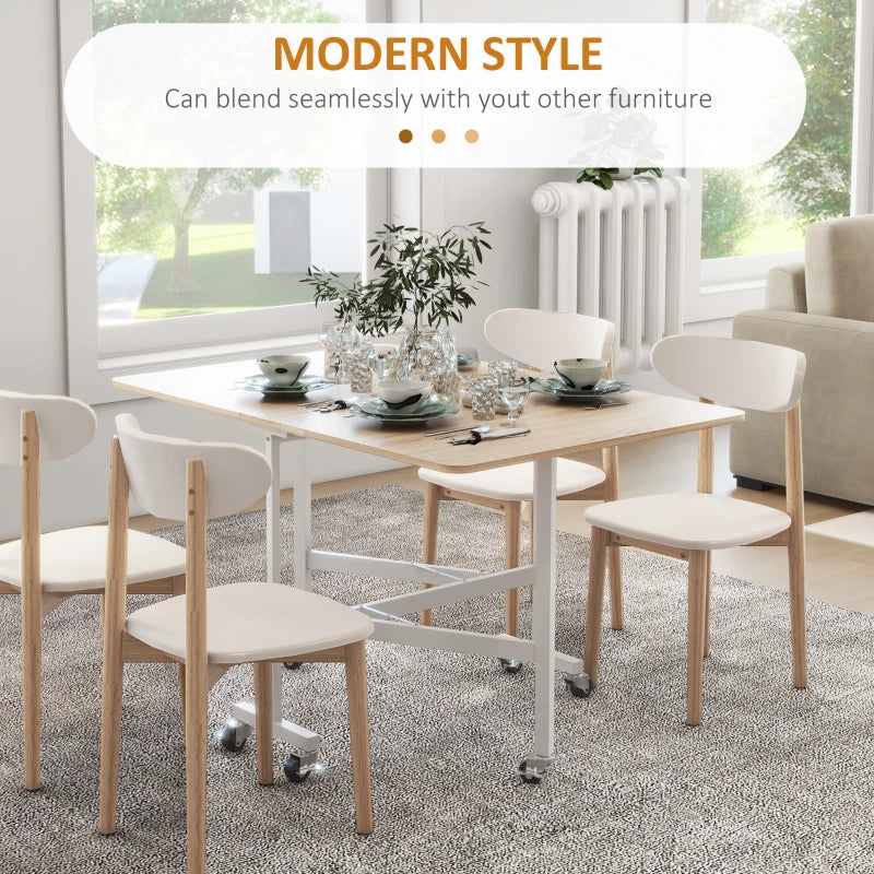 4-6 Person Oak Drop Leaf Dining Table - Space-Saving, Stylish Design for Modern Homes, Perfect for Family Meals