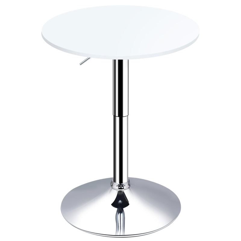 Adjustable Height Round Bistro Table 60cm - Stylish White Metal Frame Swivel Top for Kitchen & Conservatory
