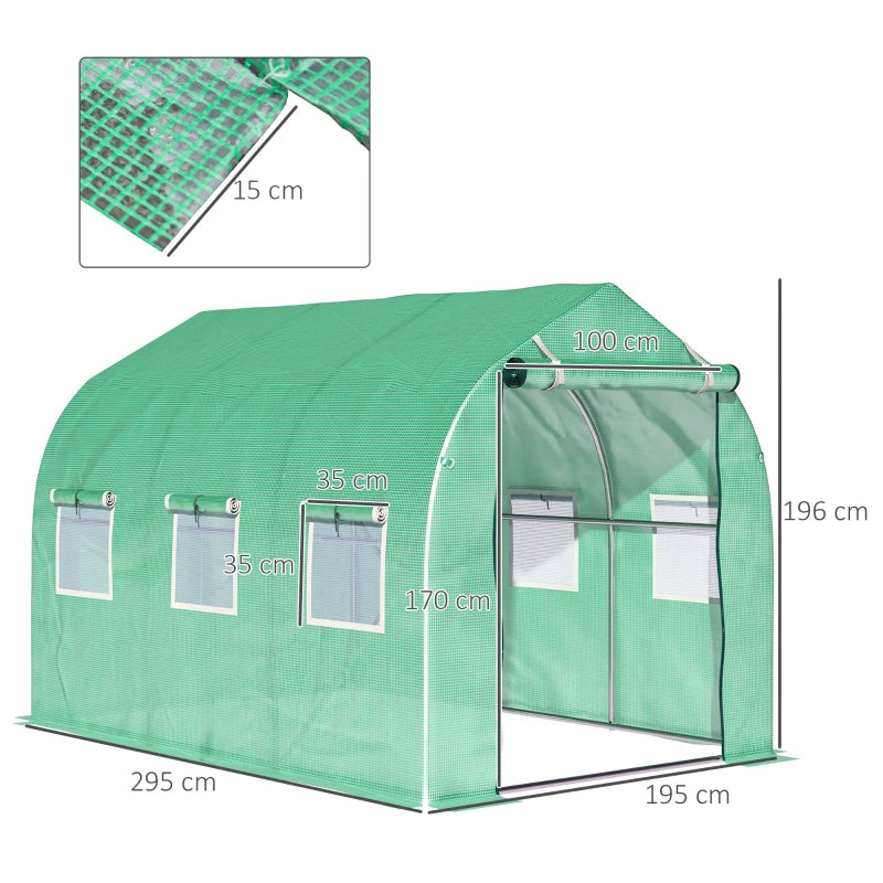 Green Walk-In Garden Poly Greenhouse (3x2m)