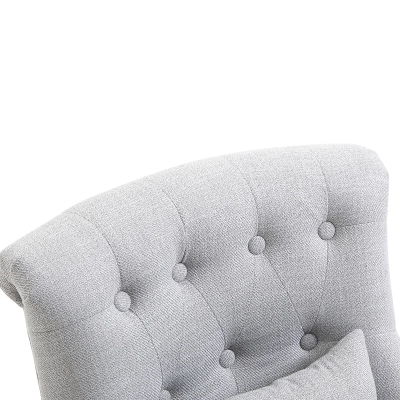 Stylish Grey Upholstered Tub Chair with Pillow and Solid Wood Legs for Living Room or Dining Area