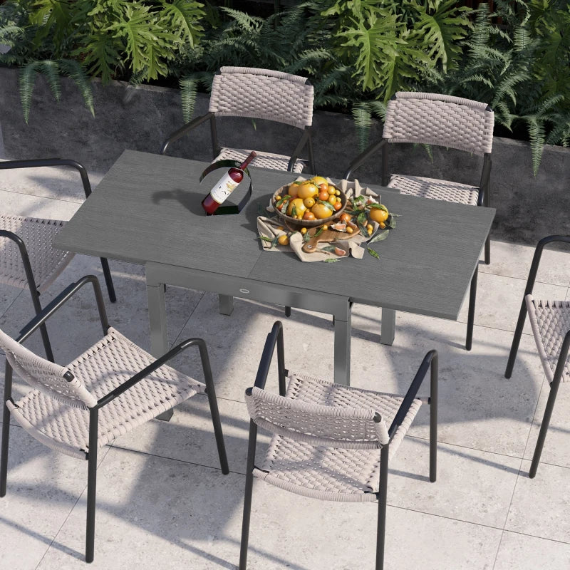 Grey Expandable 6-Seater Garden Table - Aluminium and Steel