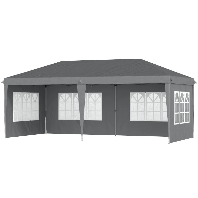 Grey 3x6m Pop-Up Gazebo with Removable Walls