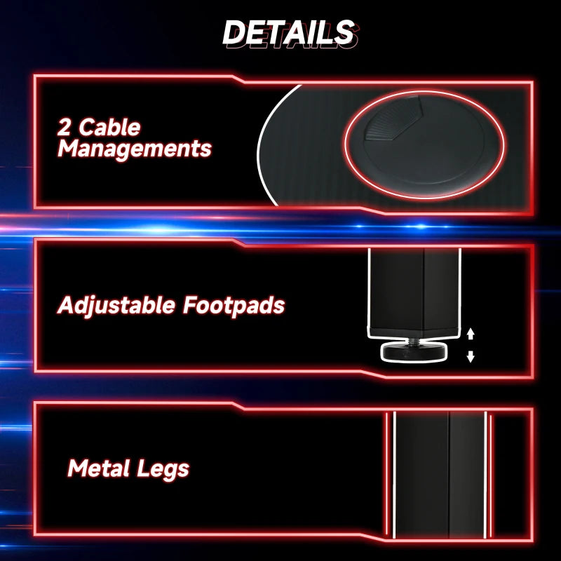 L-Shaped Gaming Desk - Black Corner Computer Workstation with Cable Management, 145x81x76cm, Left Side Design for Home Office