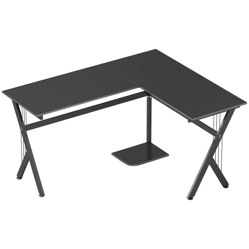 L Shaped Gaming Desk 155x130cm - Corner Computer Desk with CPU Stand for Home Office & Study - Black