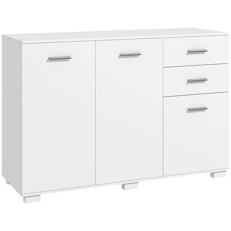 Modern White Sideboard Storage Cabinet with 2 Drawers and 3 Doors Adjustable Shelves for Living Room and Dining Room