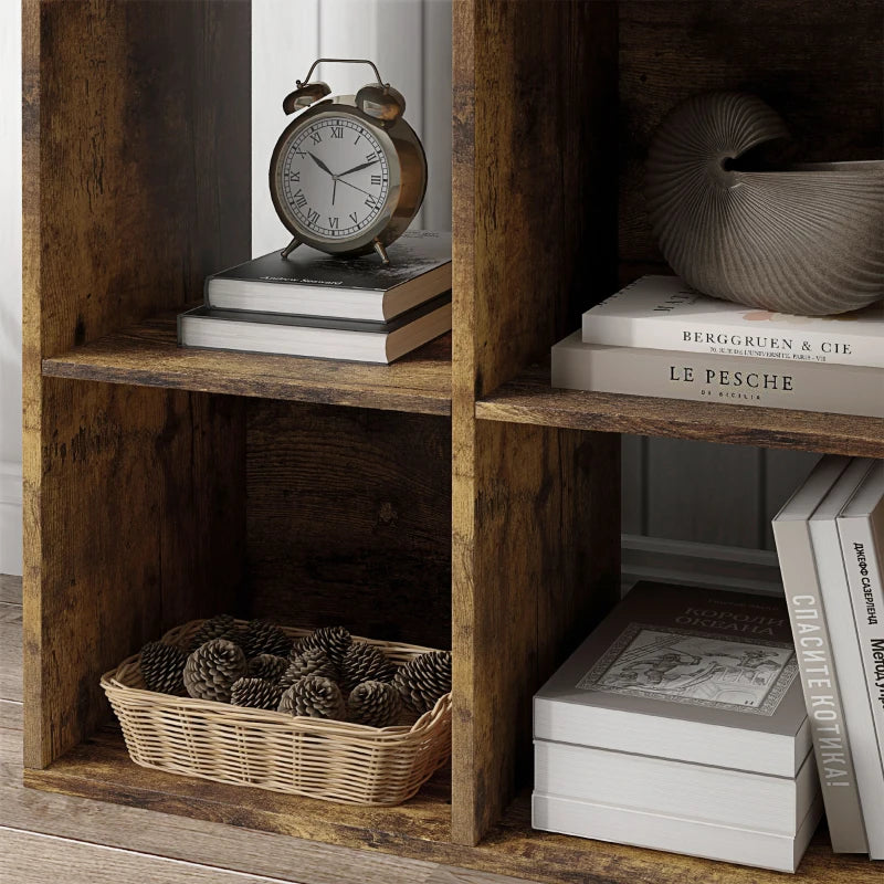 Rustic Brown 6-Cube Bookshelf - Stylish Storage Solution for Home, Office, or Living Room - Versatile Organizer