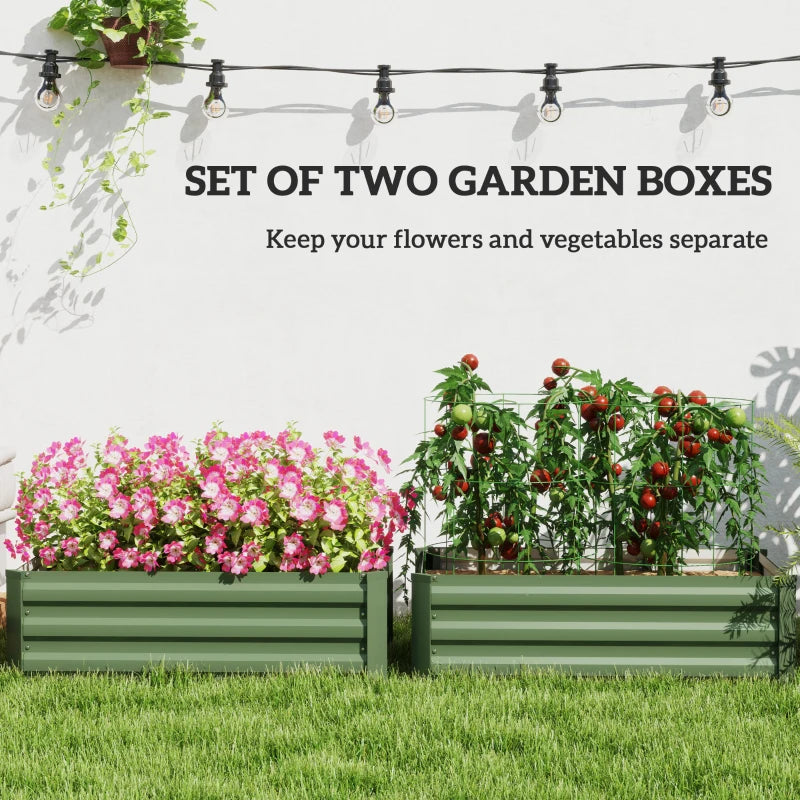 60 x 100cm Galvanised Steel Planters - Set of Two