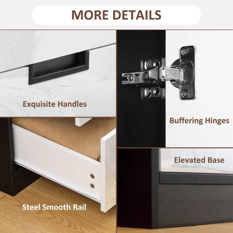 Modern 2 Door Wardrobe with 3 Drawers and Hanging Rod for Stylish Bedroom Storage