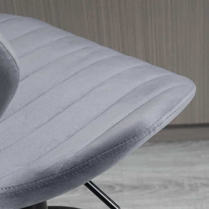 Stylish Grey Velvet Bar Stool Set of 2 - Adjustable Height Swivel Counter Chairs with Footrest for Modern Home Decor