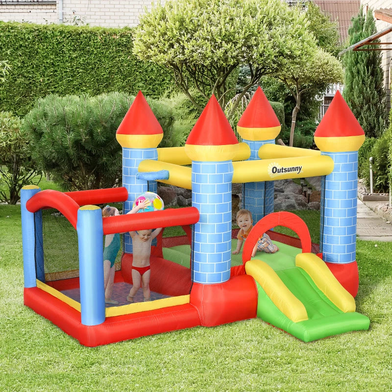 Inflatable Bounce Castle with Slide and Pool for Kids Ages 3-10 Fun Outdoor Activity