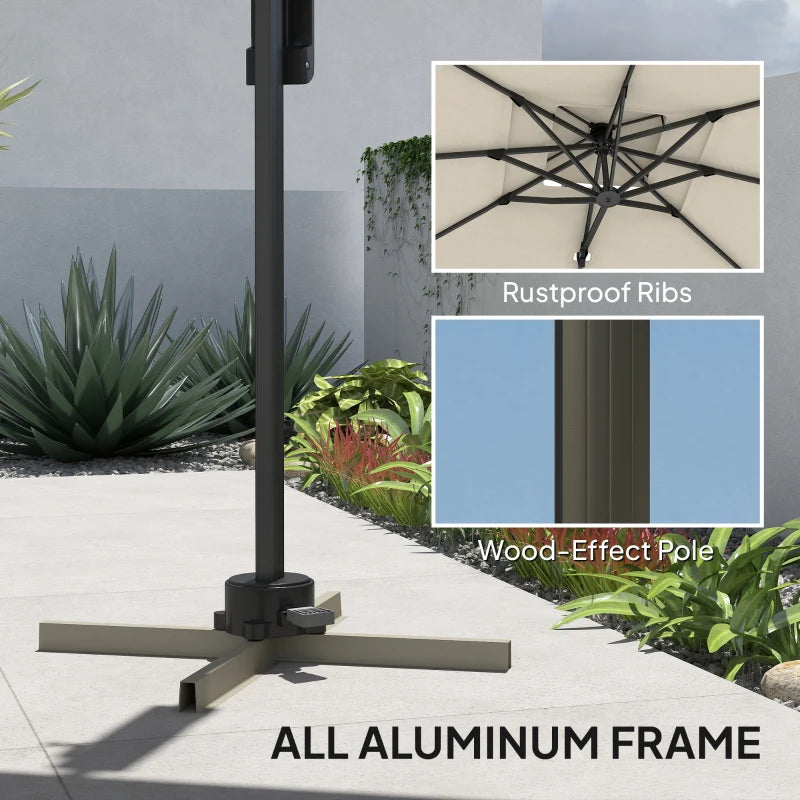 3.7m x 2.7m Cantilever Parasol Umbrella - 360° Rotation, Easy Tilt, UPF50+ Sun Shade, Black