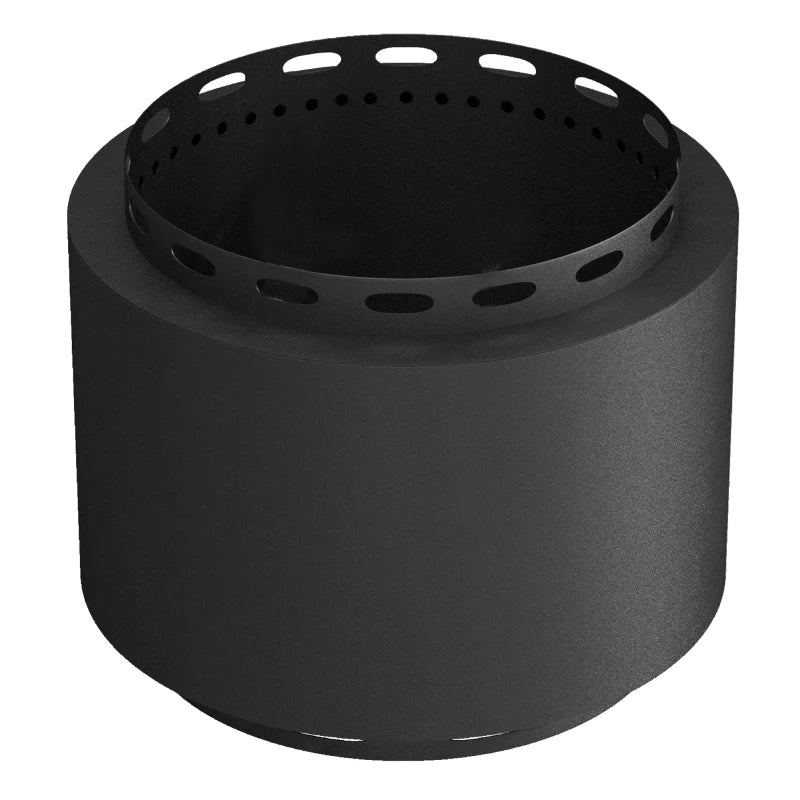 Portable Smokeless Fire Pit 48.5cm - Black Metal Wood Burning Firepit with Poker for Garden, Camping & Bonfire Parties