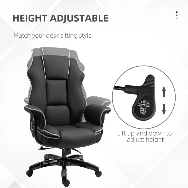 Vinsetto Black/White Faux Leather Executive Office Chair with Contrast Piping - Ergonomic Design for Comfort and Style