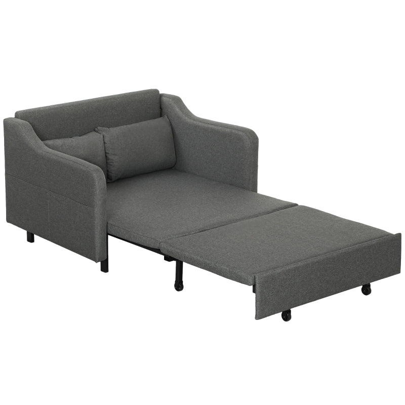 Grey Two-Seater Pull-Out Sofa Bed for Compact Living Spaces