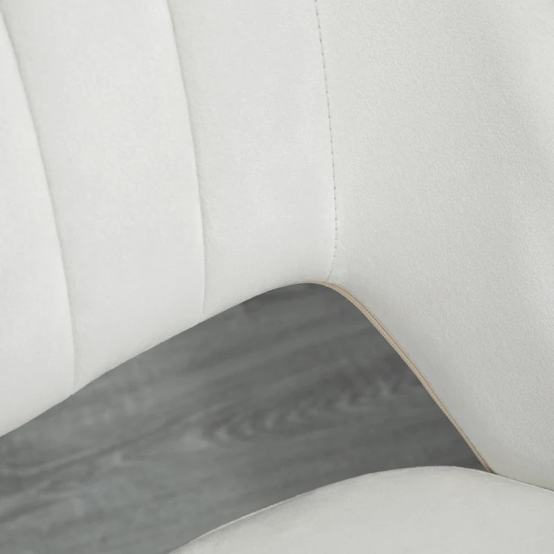 Vinsetto Cream White Velvet-Feel Armless Office Chair - Stylish Ergonomic Design for Home & Office Use