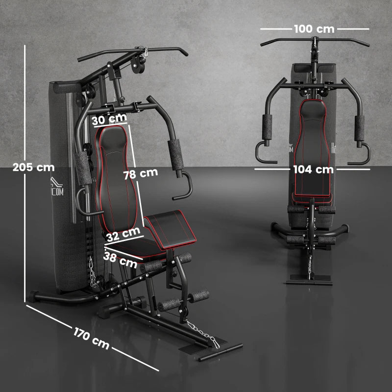 Multifunctional Home Gym Equipment Workout Station with Chest Press Butterfly Press and Leg Developer 45kg Weight Stack Full Body Fitness Machine