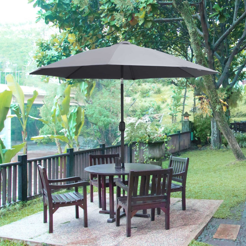 Charcoal Grey 2.7M Tilting Garden Parasol Umbrella with Glass Fibre Ribs