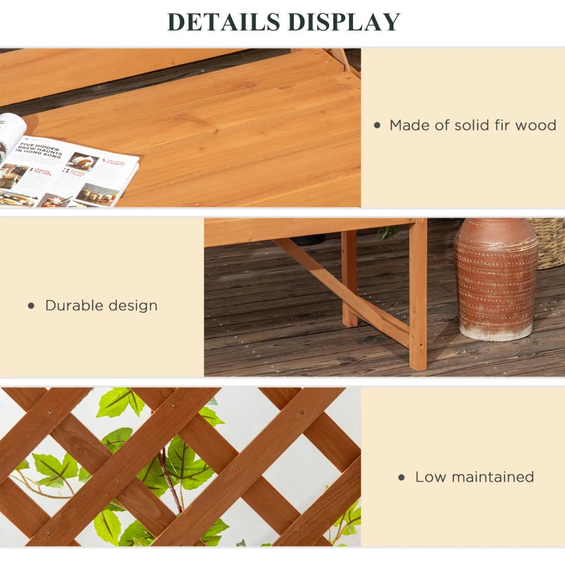 Natural Wooden Garden Arbour Bench for Vines, Outdoor Patio Seating