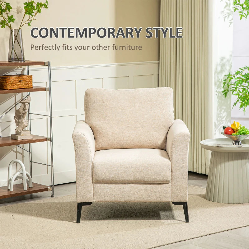 Beige Linen-Look Armchair for Stylish Living Room Decor