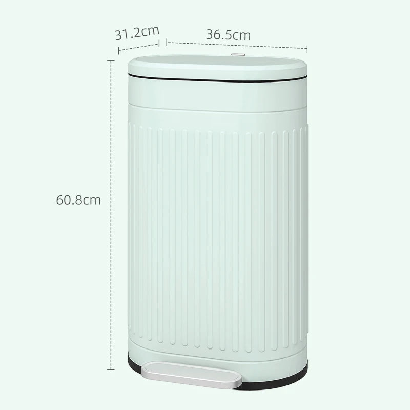 Light Green 30L Metal Kitchen Bin with Soft-Close Lid - Stylish & Durable Waste Container for Home & Office