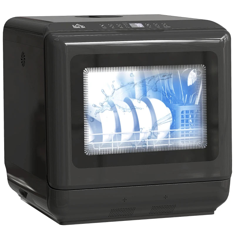 6L Five-Mode Compact Tabletop Dishwasher - Black | Energy Efficient, Space-Saving Design for Small Kitchens