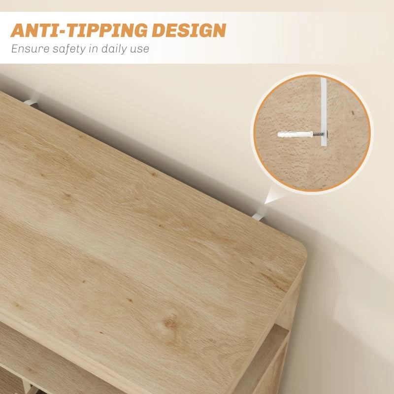 Elegant Small Sideboard with Drawers & Adjustable Shelf - Natural Wood Finish for Stylish Storage Solutions