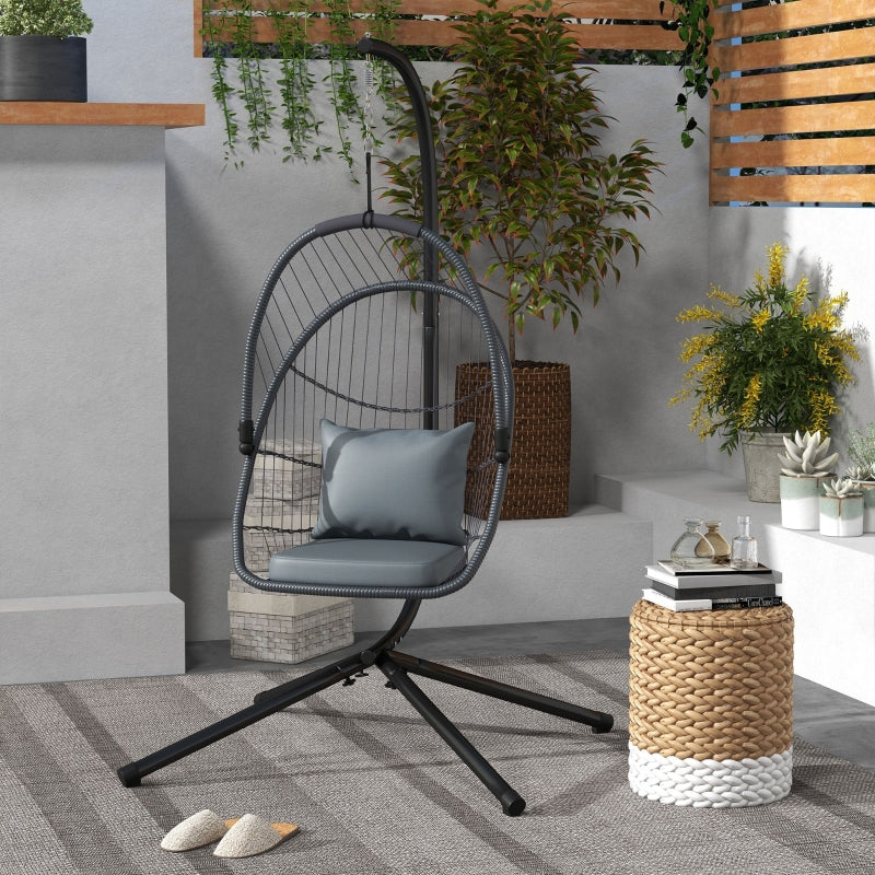 Grey Single Egg Chair with Steel Frame Stand