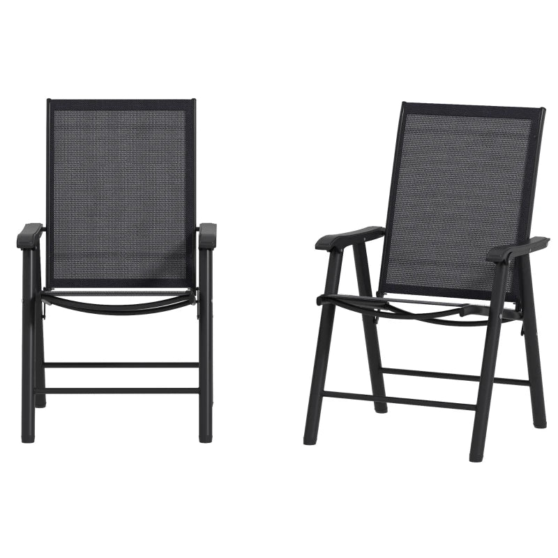 4-Pack Folding Metal Outdoor Chairs with Breathable Mesh Seat, Dark Grey