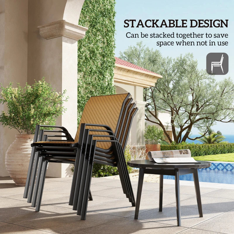 Khaki Four-Piece Stacking Rattan Garden Seat Set - Stylish Outdoor Furniture for Patio, Balcony, and Garden