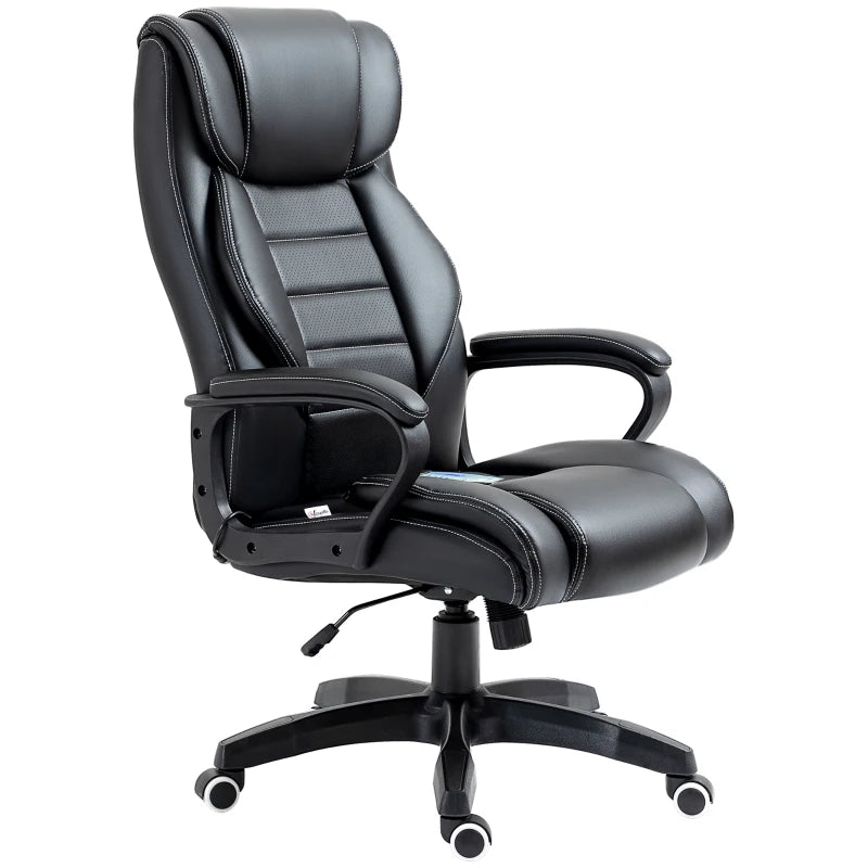 Vinsetto Ergonomic Office Chair with 6-Point Massage Function PU Leather Desk Chair with Padded Seat and Armrests Adjustable Computer Chair for Home Office Black