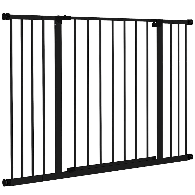 Adjustable Dog Gate - Pet Safety Barrier for Stairs, Pressure Fit 76-107 cm, Black - Secure Your Home