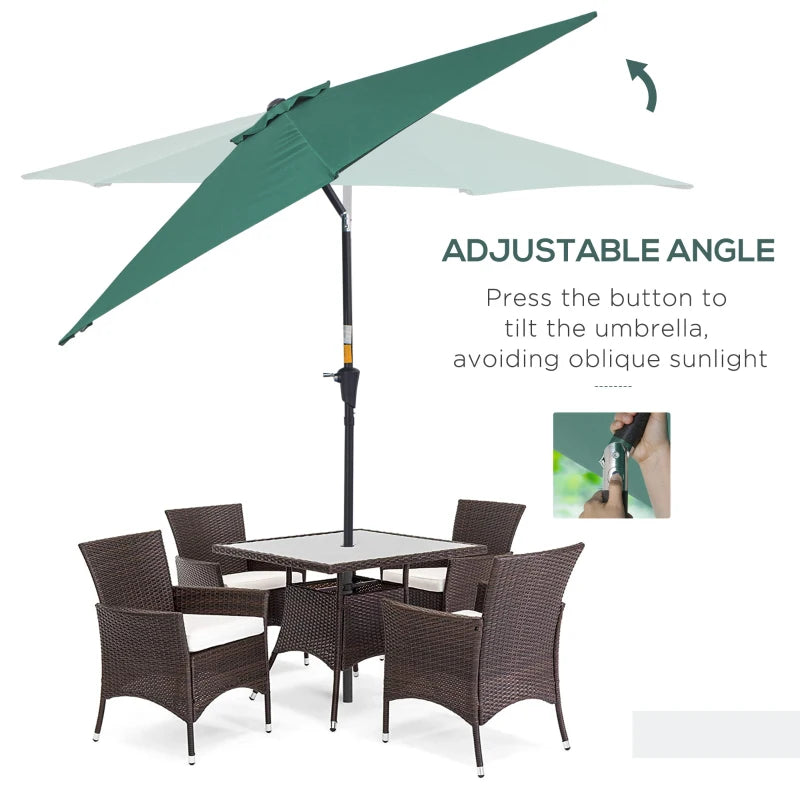 Green 2.6M Tilt Crank Garden Parasol Umbrella