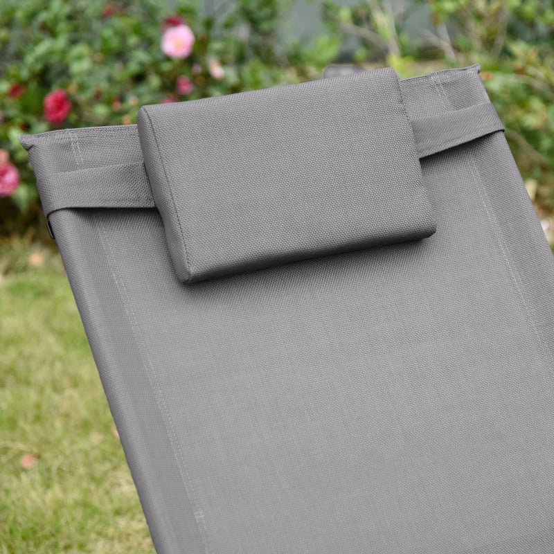 Grey Outdoor Rocking Chair with Mesh Fabric and Storage Bag