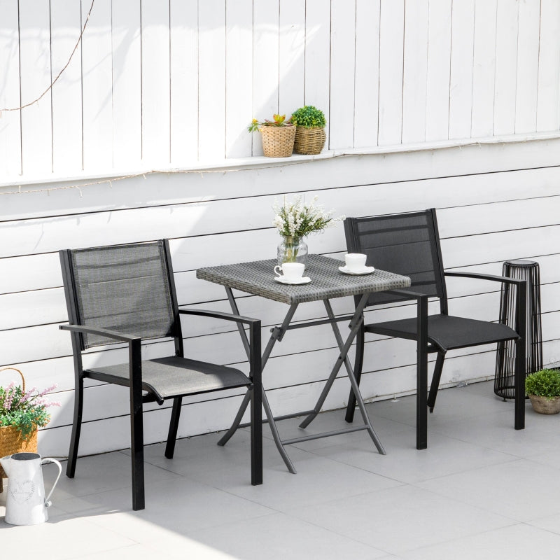 Black Steel Frame Outdoor Dining Chairs Set