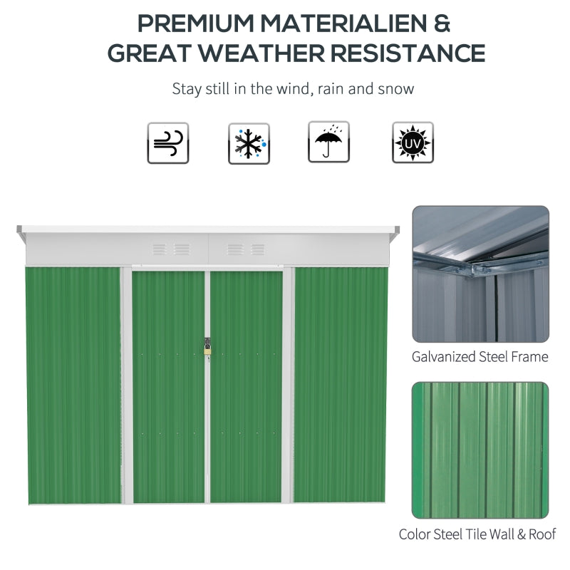 7.6ft x 4.3ft Light Green Garden Storage Shed