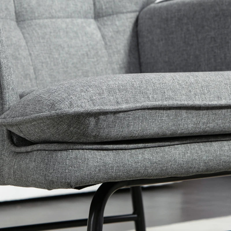 Stylish Grey Linen-Look Rocking Chair and Ottoman Set for Comfortable Relaxation