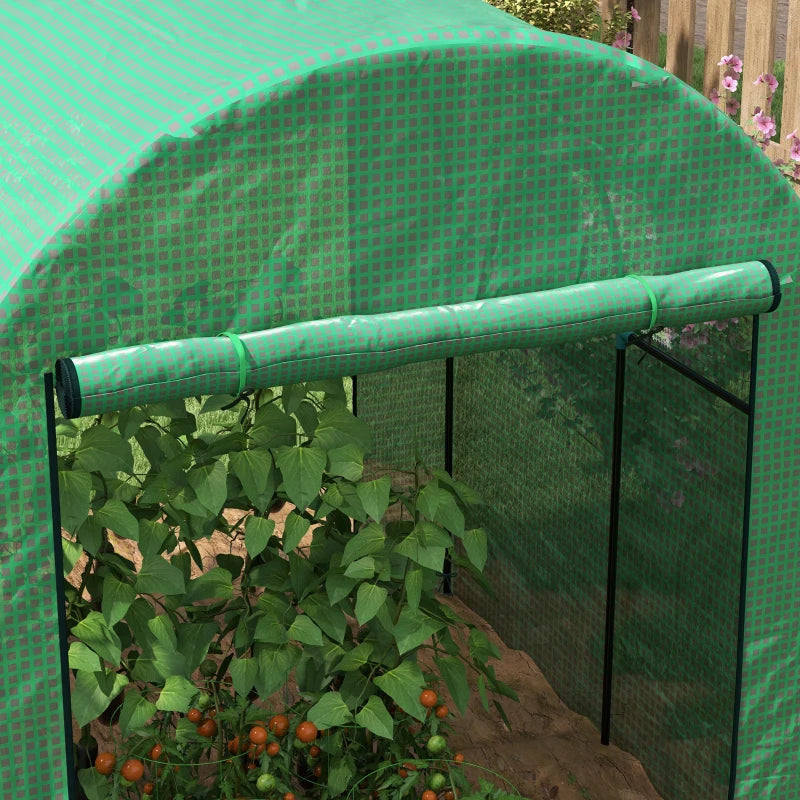 Green Walk-in Polytunnel Greenhouse with UV-Resistant Cover, Doors, and Windows, 1.8 x 1.8 x 2m