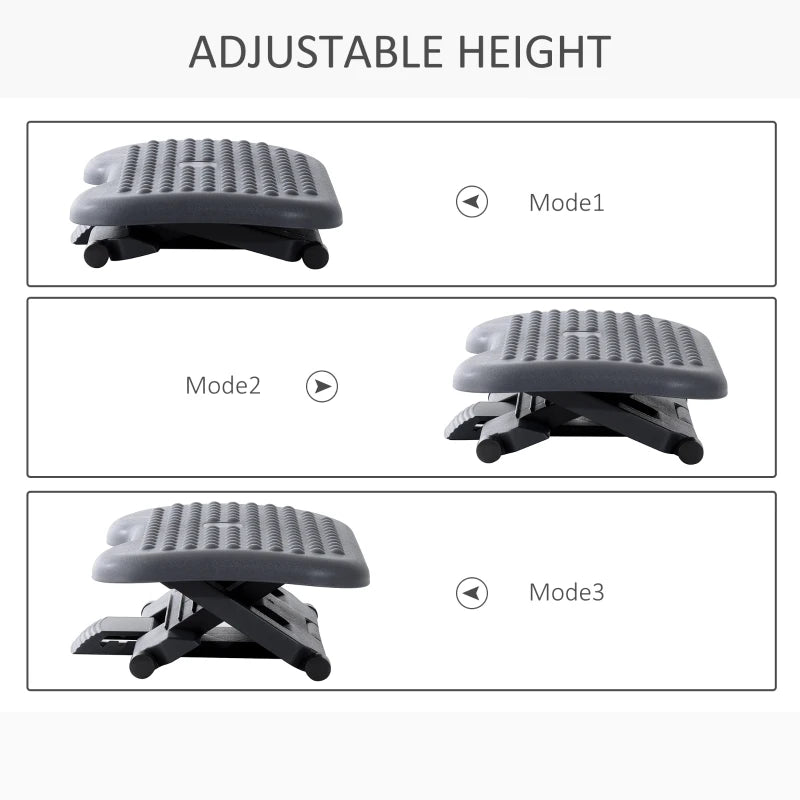 Adjustable Height & Angle Footrest - Charcoal Grey Tilting Platform for Home Office Comfort