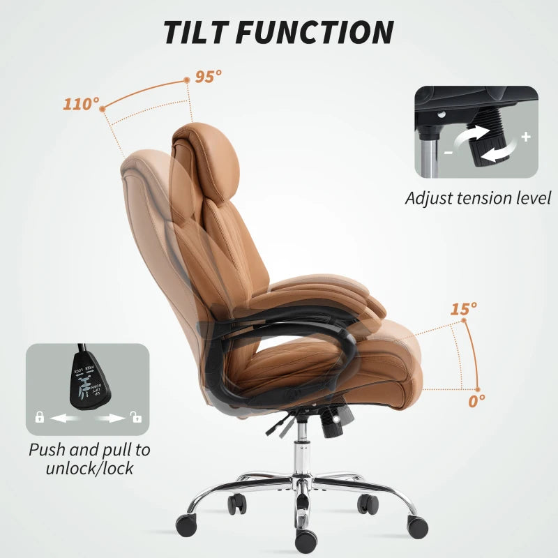 Light Brown Spring Padded Faux Leather Office Chair - Ergonomic Design for Comfort and Style in Home or Office