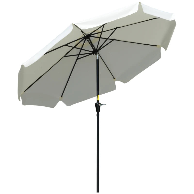 White 2.7m Patio Garden Umbrella with Tilt and Crank