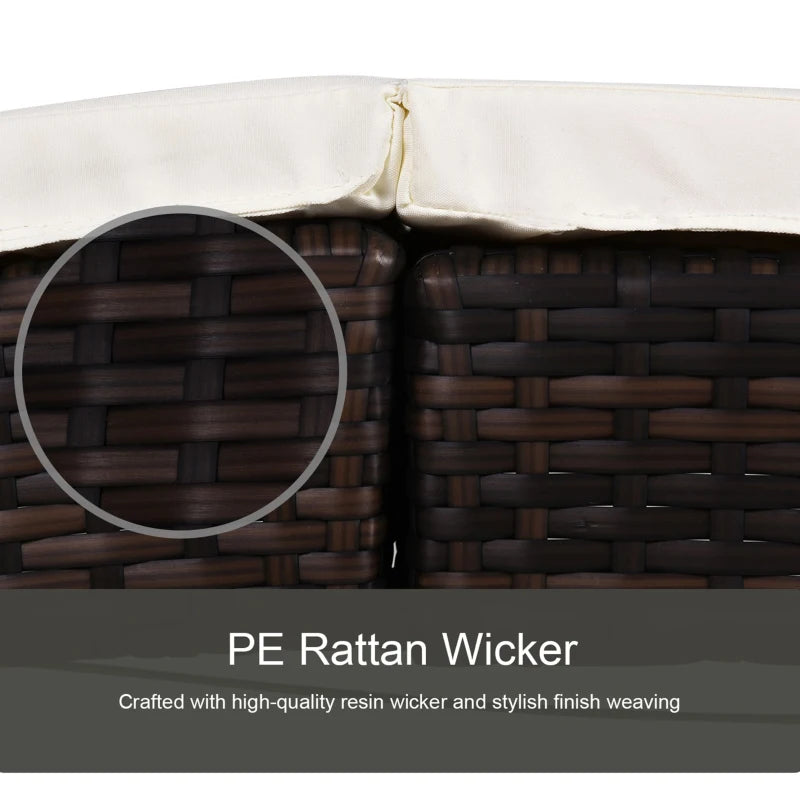 Brown Foldable Rattan Sun Lounger with Cushion